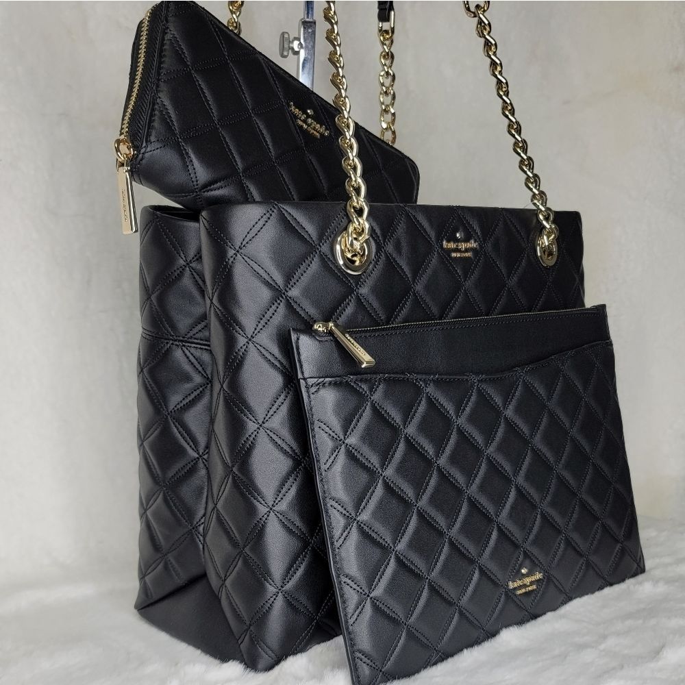 💋 NW kate spade New York 3 Set Leather Designer Purse Bag 3 in 1 Wallet + Pouch - Picture 2 of 15